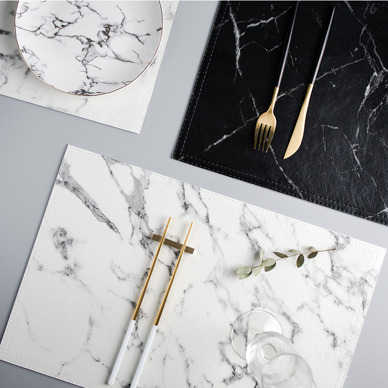 Marble Coaster Set - Luxury PU Heat Insulation Tableware Pad,