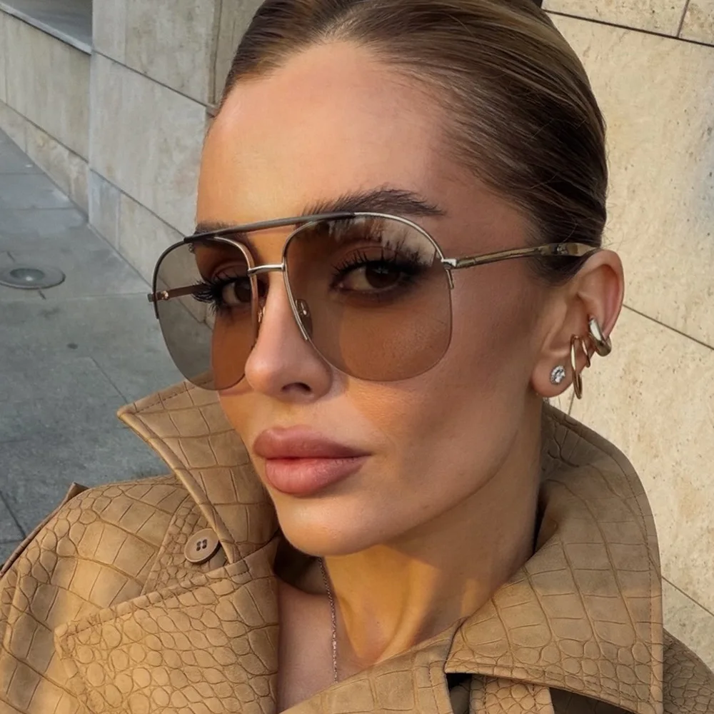 Sunglasses Uv400 - Unisex Oversized Pilot Sunglasses High-Quality Gradient
