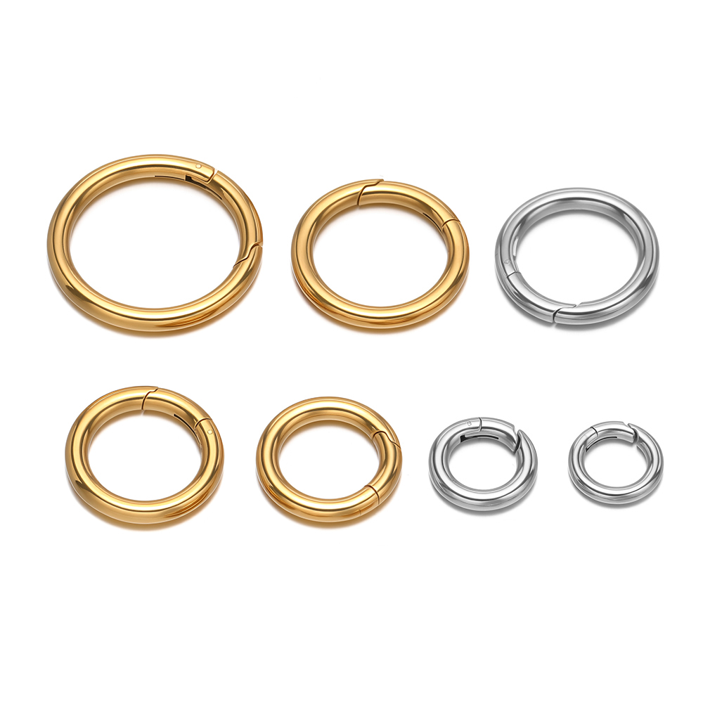 Gold Plated Jewelry - 2Pcs/Lot Round Spring Clasps Stainless Steel