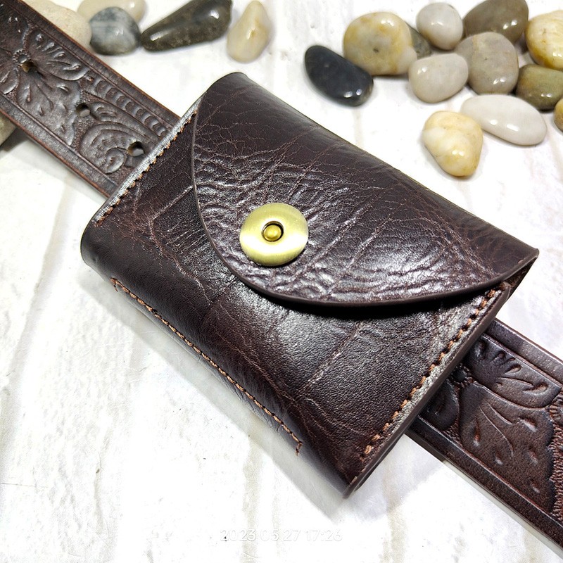 Leather Wallet Men - Blongk Mini Waist Bag Thin Belt