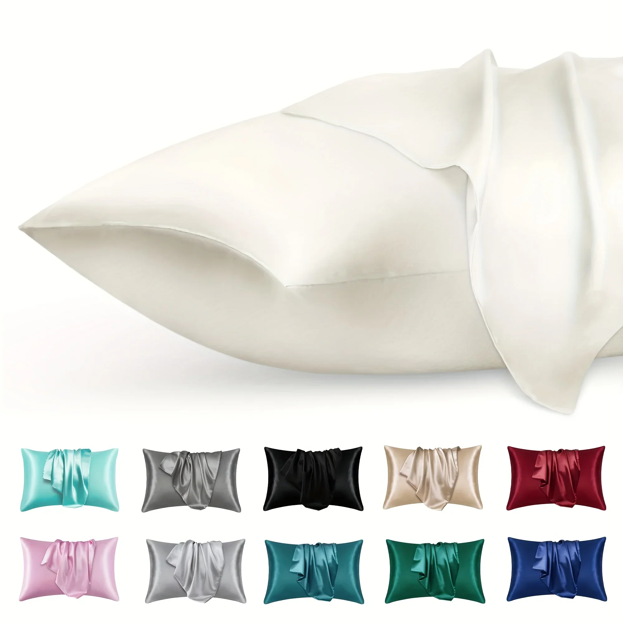 Silk Pillowcase - 2pcs Luxury Satin Envelope Pillowcase Solid
