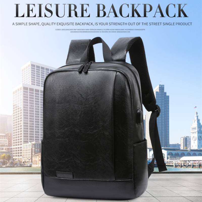 Leather Briefcase - Men Fashionable Backpack PU Leather Satchel
