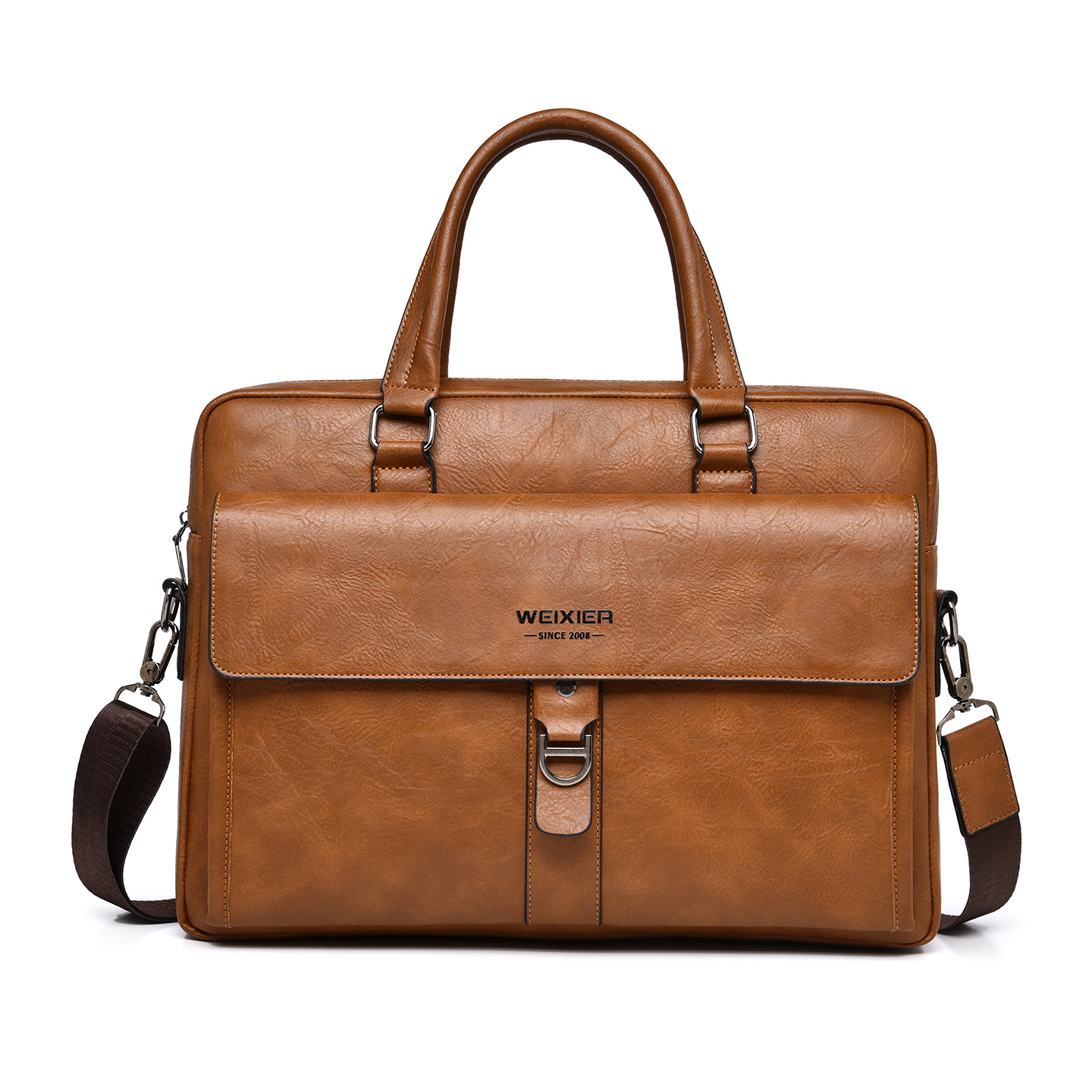 Leather Briefcase - Vintage Dark Brown PU Leather Men