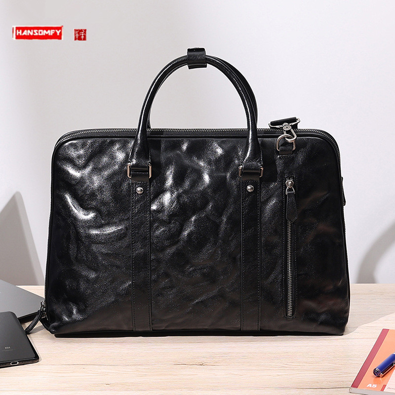 2025 New Genuine Leather Men's - Leather Briefcase recension och pris