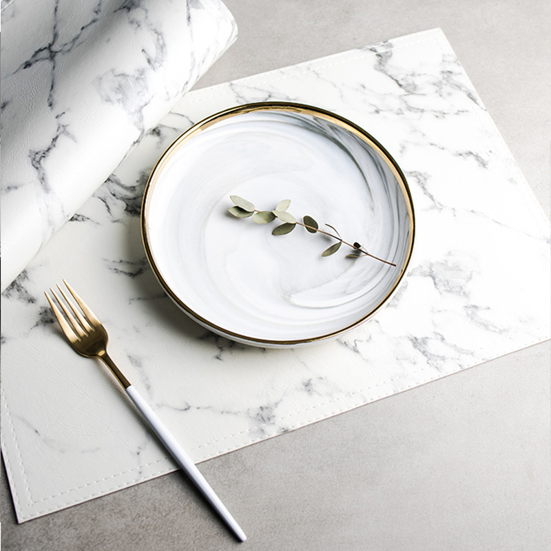 Luxury PU Heat Insulation Tabl - Marble Coaster Set recension och pris