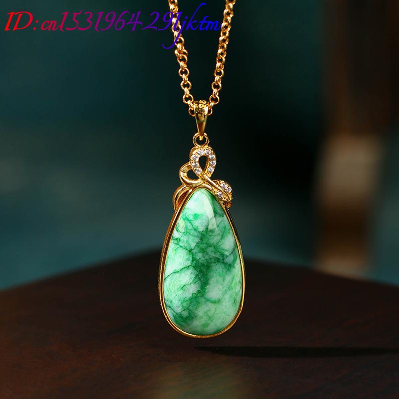 Natural Jade Water Drop Pendan - Gold Plated Jewelry recension och pris