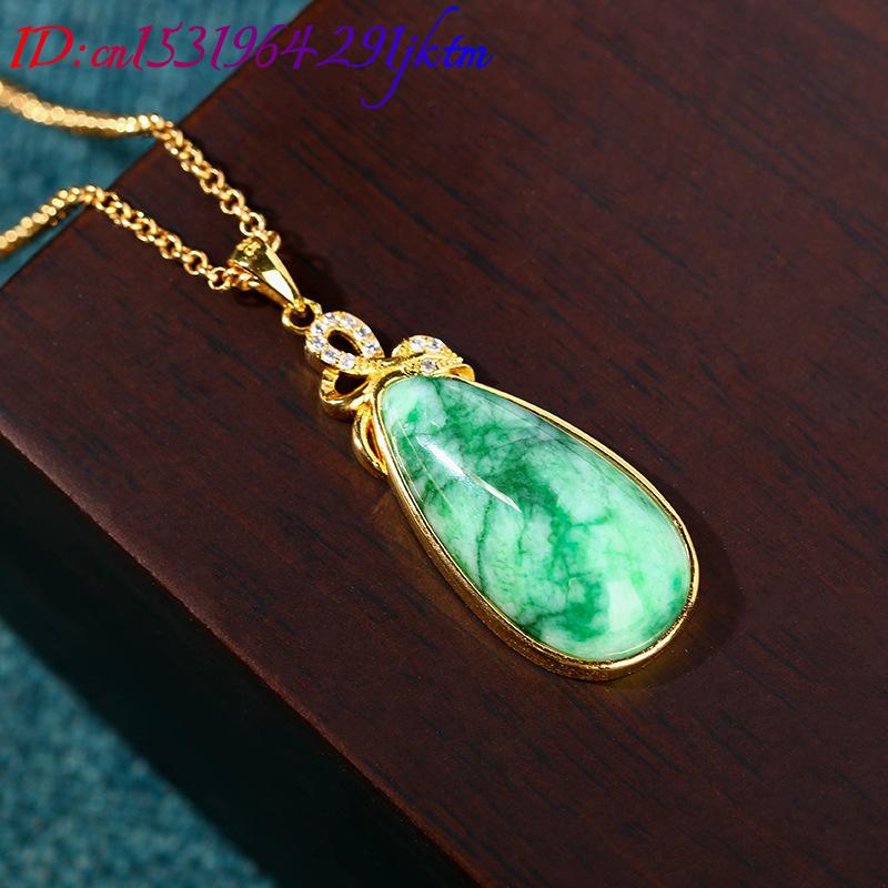 Natural Jade Water Drop Pendan - Gold Plated Jewelry recension och pris