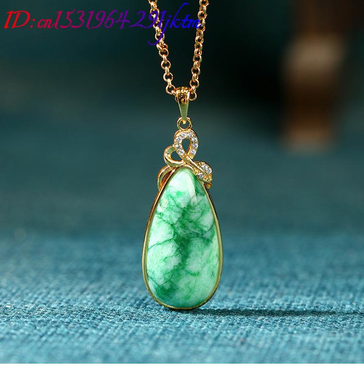Natural Jade Water Drop Pendan - Gold Plated Jewelry recension och pris