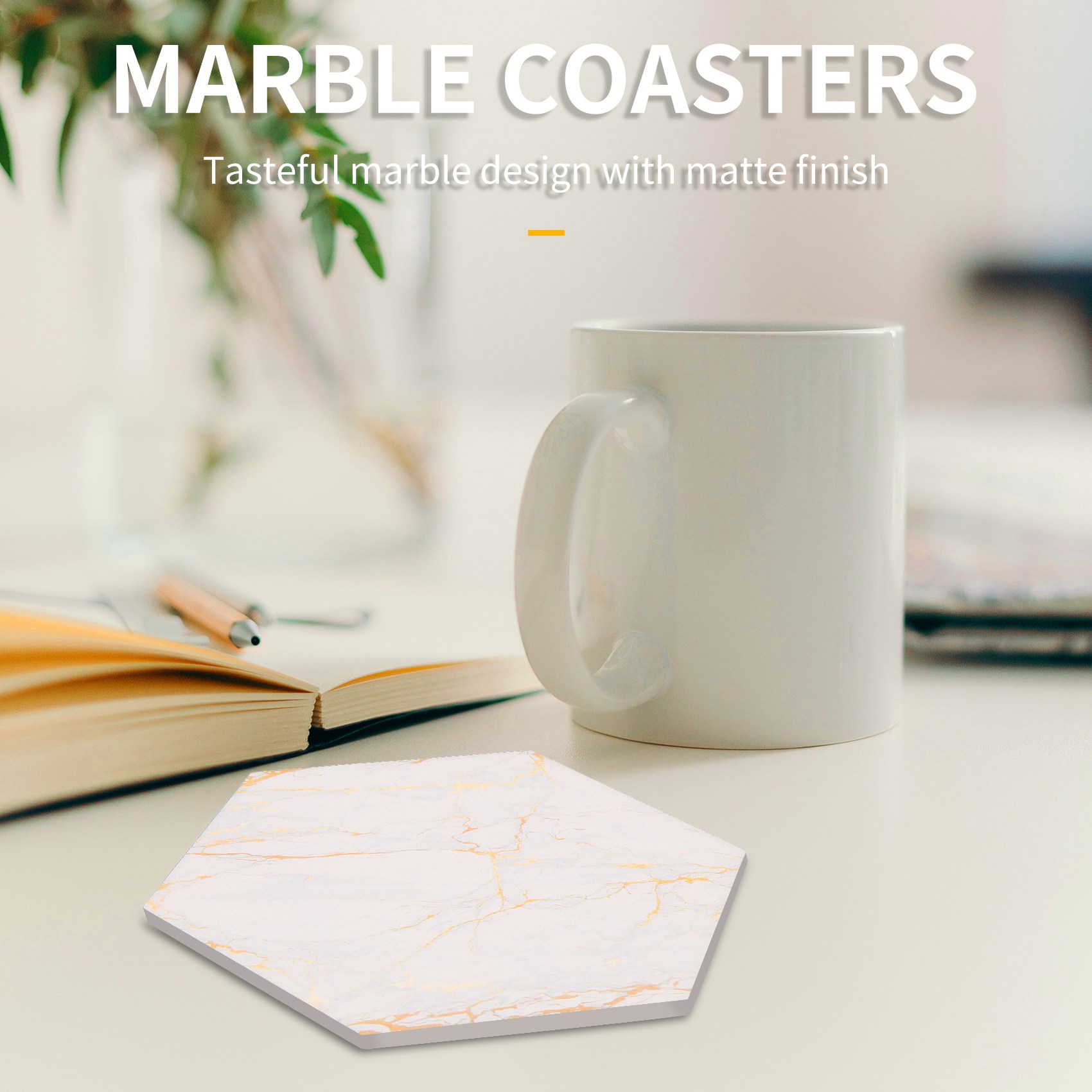8 PC Coasters For Drinks Absor - Marble Coaster Set recension och pris