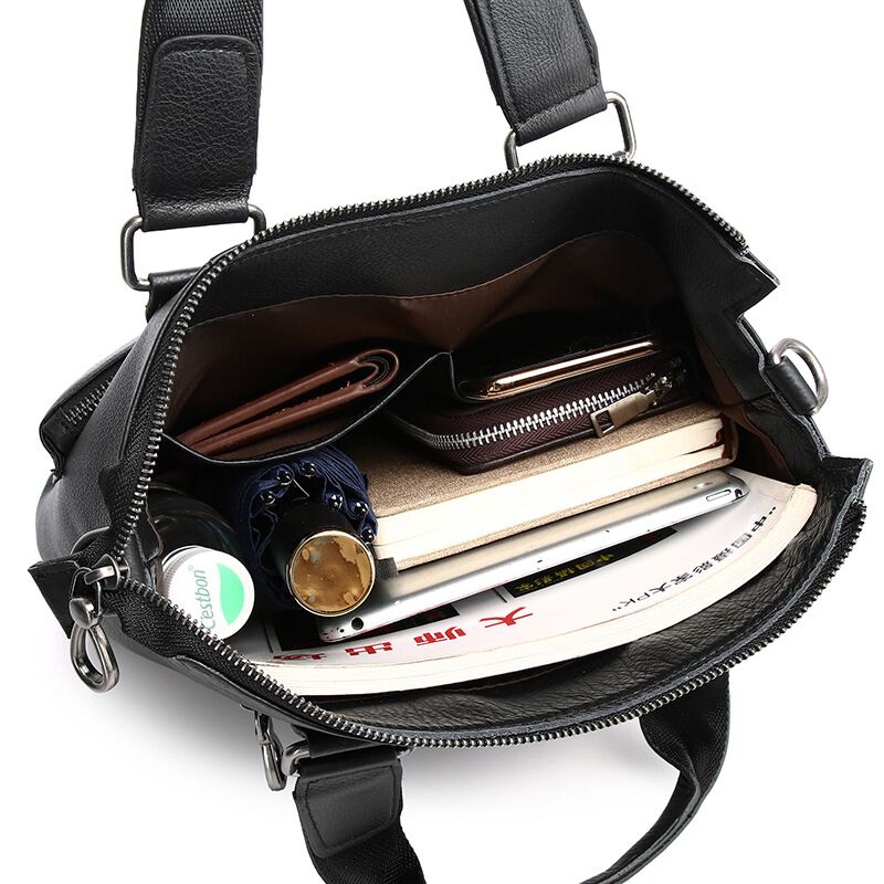 Men Vertical Handbag Male Genu - Leather Briefcase recension och pris