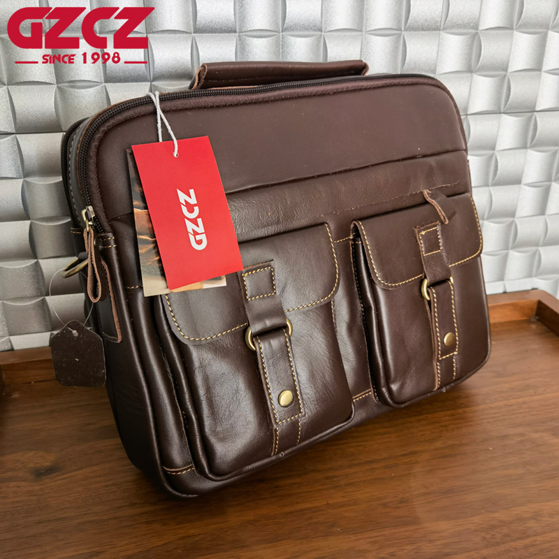 GZCZ Men's Handbag Leisure Bus - Leather Briefcase recension och pris