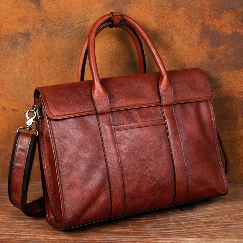 Vegetable tanned leather handb - Leather Briefcase recension och pris