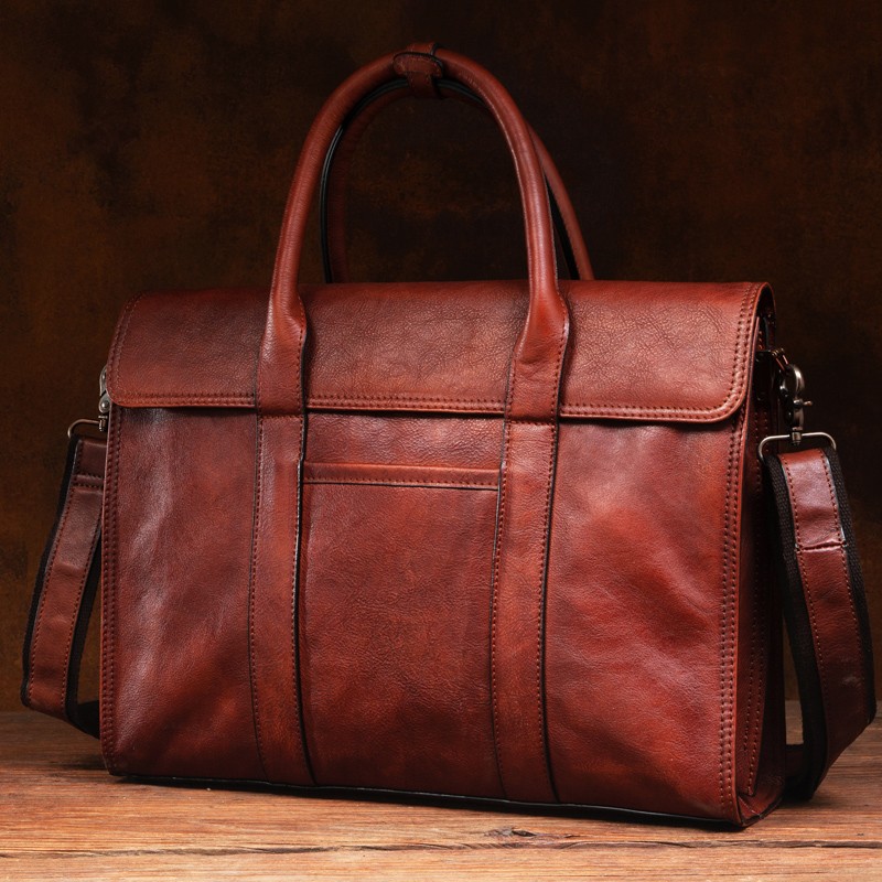 Vegetable tanned leather handb - Leather Briefcase recension och pris