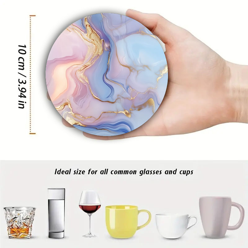 4 Pieces of Marble Pattern Pri - Marble Coaster Set recension och pris