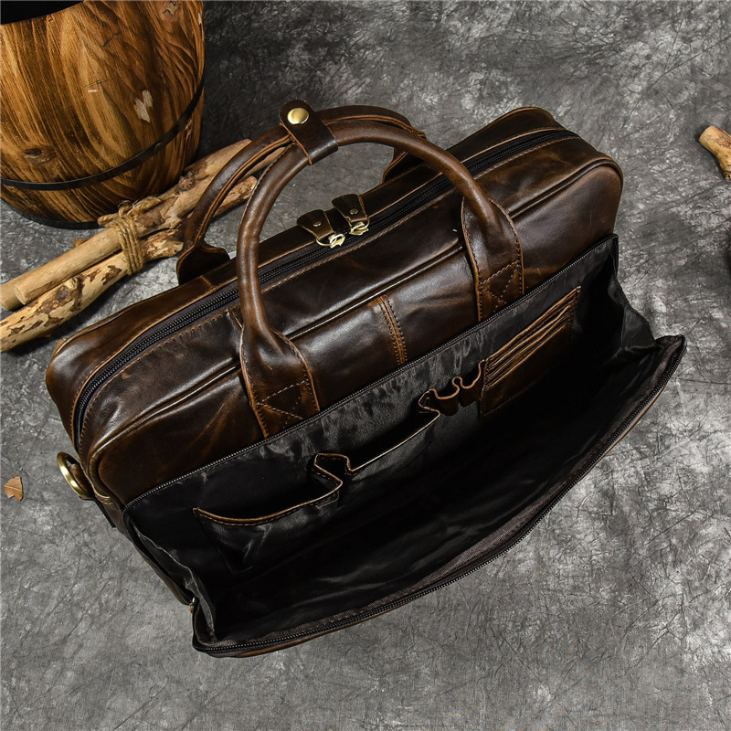 Luxury Genuine Leather Handbag - Leather Briefcase recension och pris