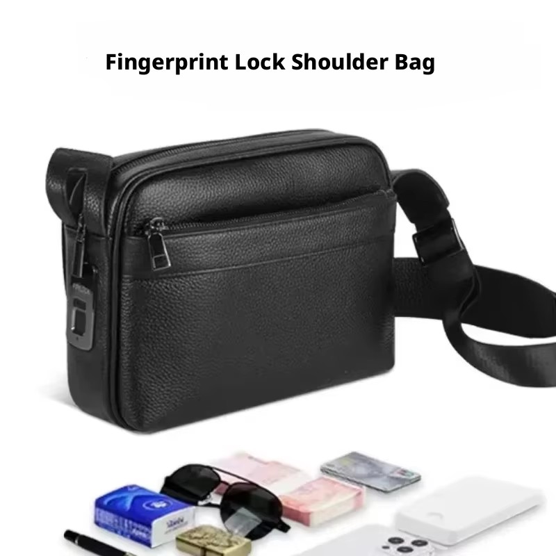 Anti-theft Fingerprint Lock Ba - Leather Wallet Men recension och pris