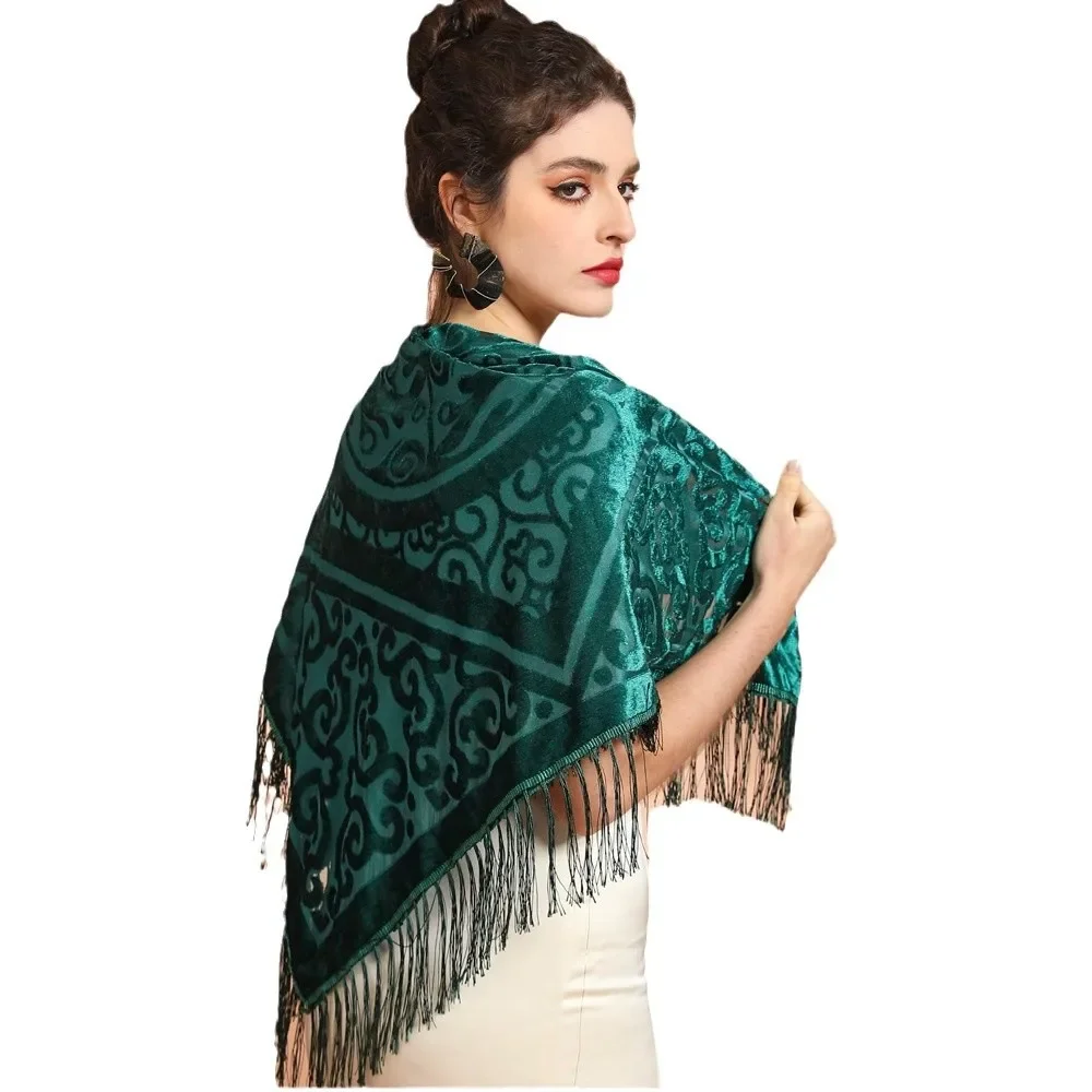 AW25 Velvet Jacquard Shawl wit - Cashmere Scarf recension och pris