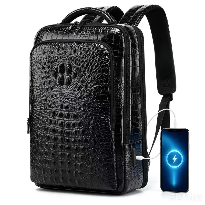 New Men's Crocodile Patterned  - Leather Briefcase recension och pris