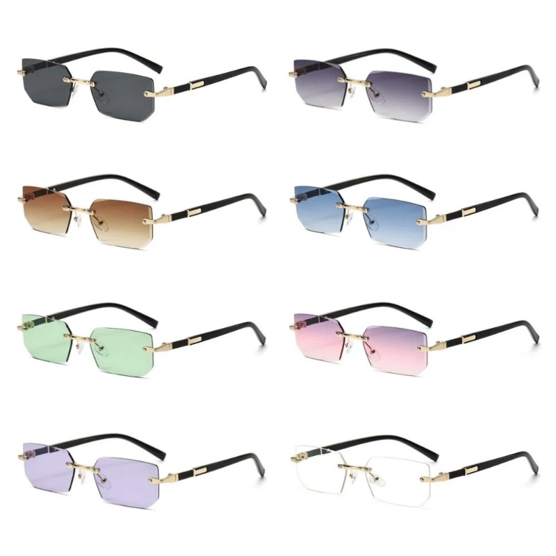 Rimless Cut Edge Rectangle Sun - Designer Sunglasses recension och pris