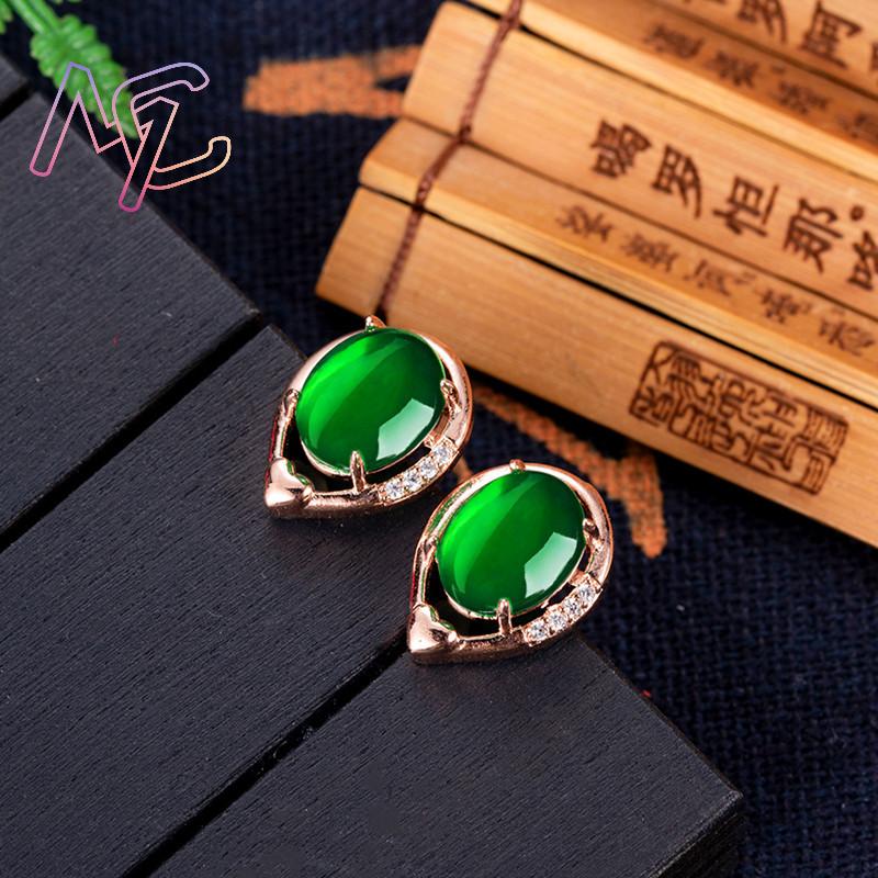 Natural Jade Flower Earrings S - Gold Plated Jewelry recension och pris