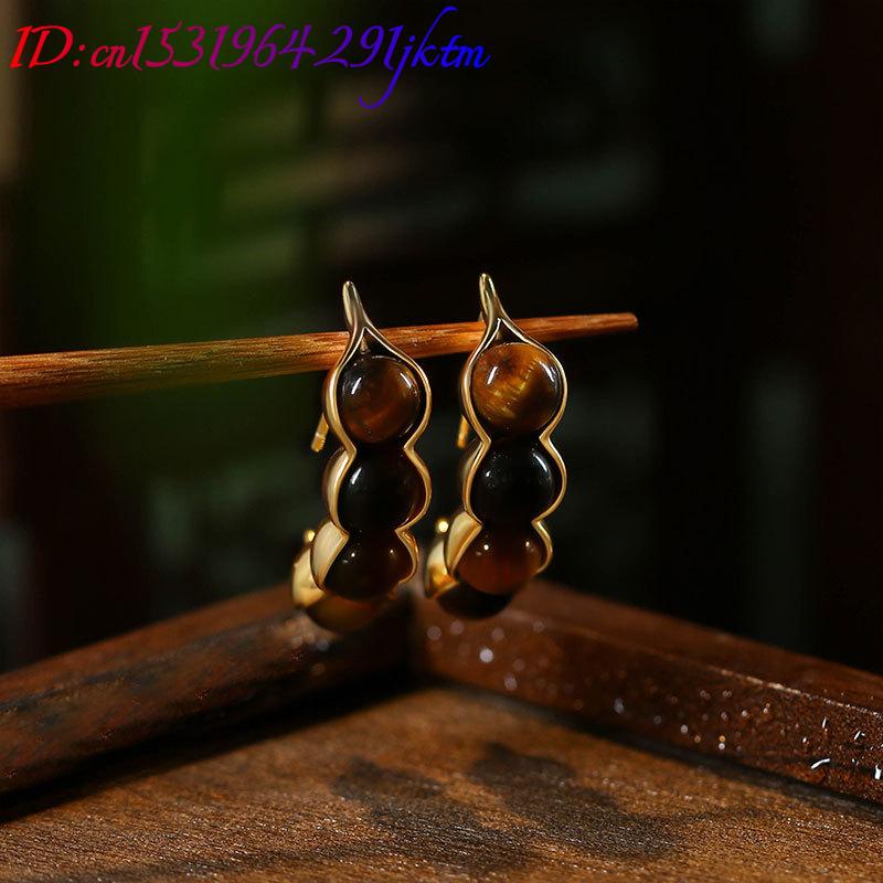 Tiger Eye Pod Earrings Gemston - Gold Plated Jewelry recension och pris