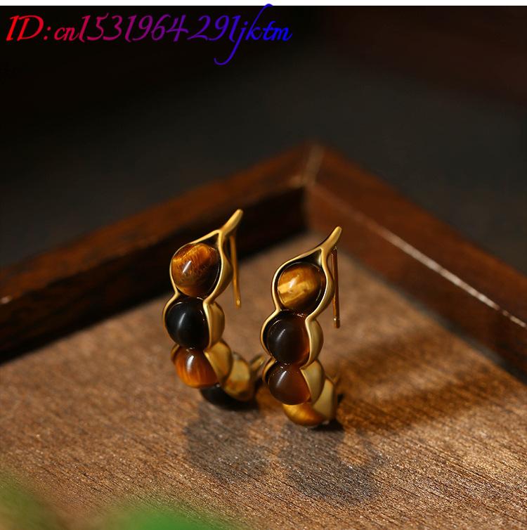 Tiger Eye Pod Earrings Gemston - Gold Plated Jewelry recension och pris