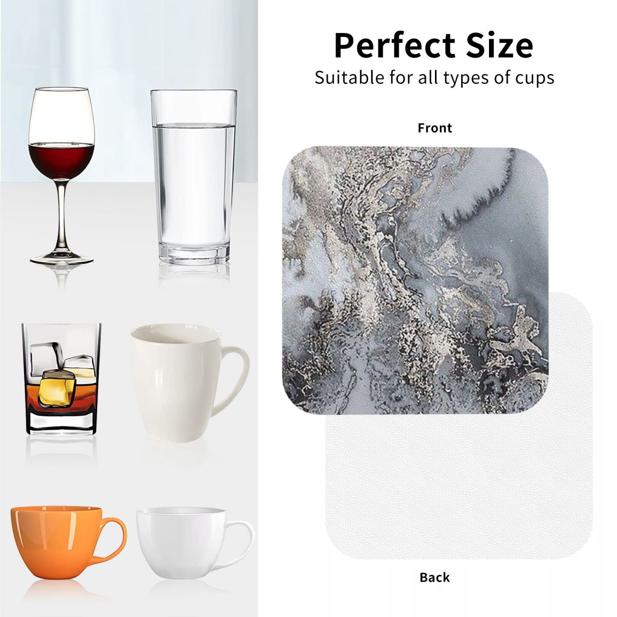 Grey And Silver Marbl Coasters - Marble Coaster Set recension och pris