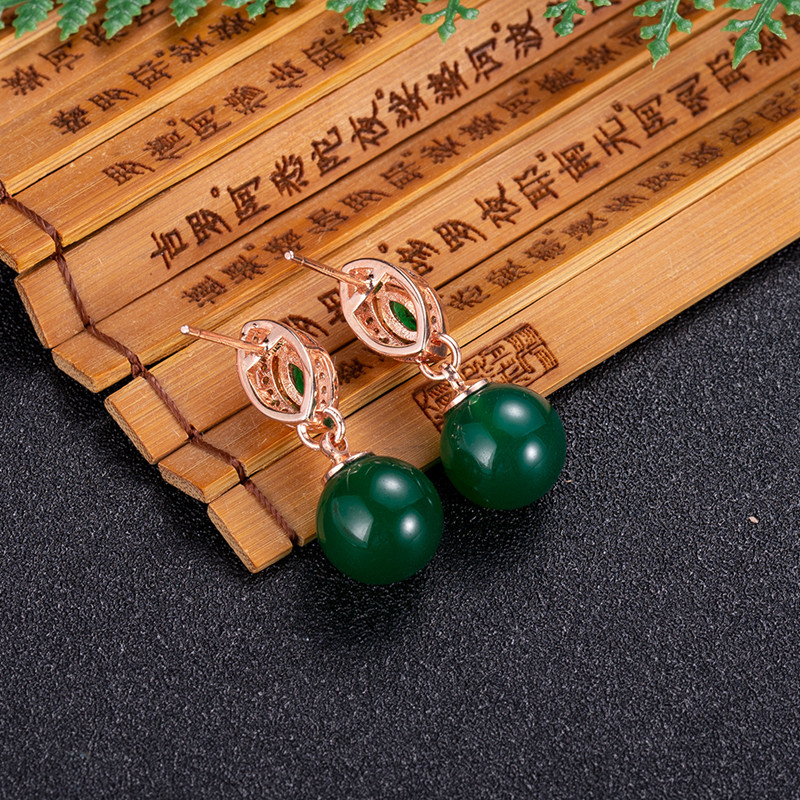 Natural Jade Bead Earrings Fas - Gold Plated Jewelry recension och pris